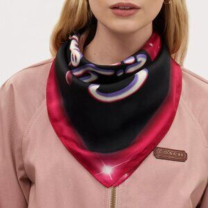 🍒 Coach Airbrushed Cherry Print Silk Bandana